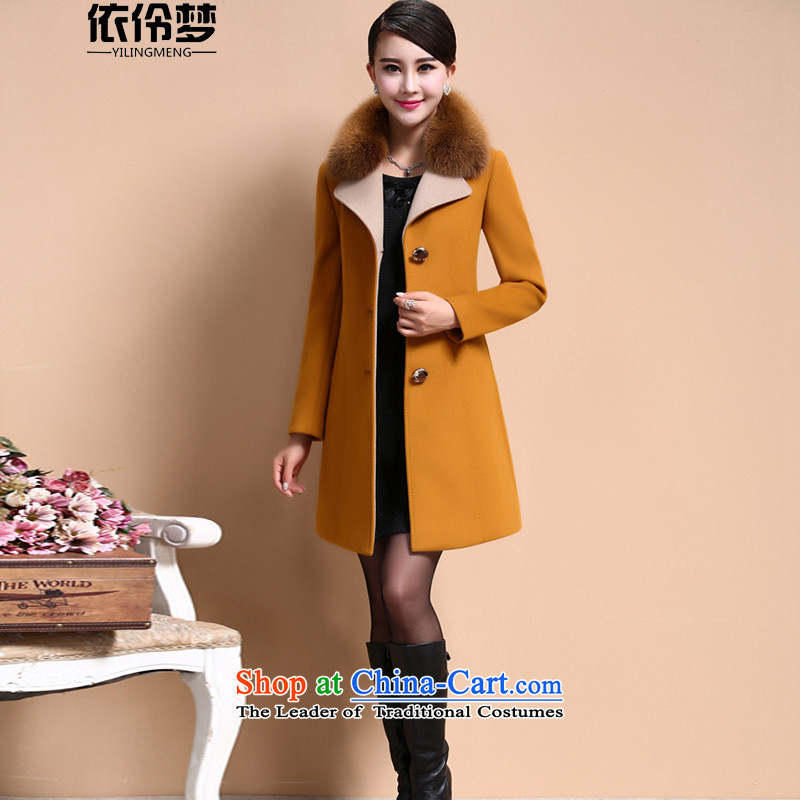 In accordance with the Lingdingyang autumn and winter dream female winter large new cashmere women in a long jacket, Gross Gross for thick MM coat jacket? female yellow and brown XXXL, Nadia Chan dream has been pressed to online shopping