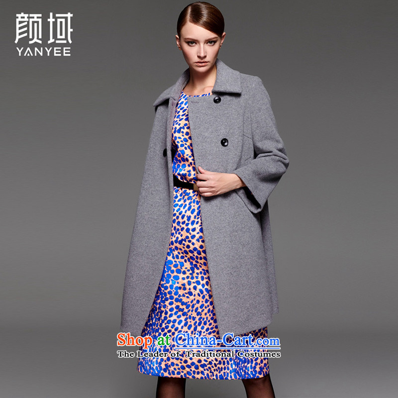 Mr NGAN domain 2015 autumn and winter new women's European and American high-end woolen coat in the double-long hair?04W4544 jacket?gray?L_40?