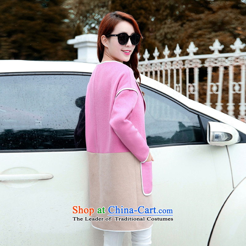  2015 Autumn and Winter, replace the Korean version of the girl in the body of the decoration temperament, wool a wool coat W8919 pink M even SHIJING () , , , shopping on the Internet