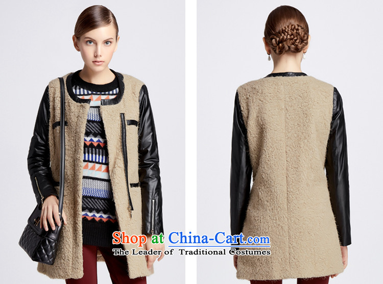 Chaplain who women's stylish and elegant PU stitching round-neck collar long-sleeved rough? long coats 1341C122241 in brown, beige 165/L picture, prices, brand platters! The elections are supplied in the national character of distribution, so action, buy now enjoy more preferential! As soon as possible.