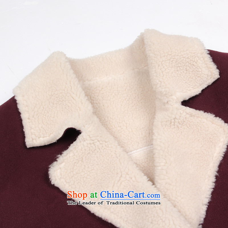 China Igor 2015 winter clothing new western style, double-one in long fur, warm Chamois Velvet jacket female wine red , L, china igor barebone gude () , , , shopping on the Internet