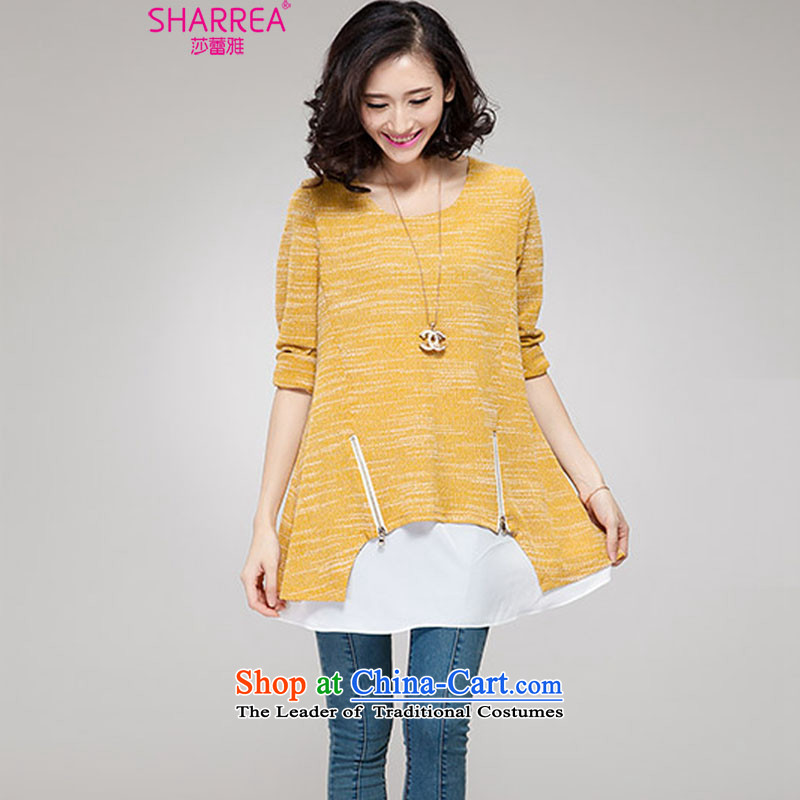 Sarah ya   2014 autumn and winter, large Fat MM long-sleeved zipper knitted dresses 0742 Yellow XL, Sarah (SHARREA) , , , shopping on the Internet