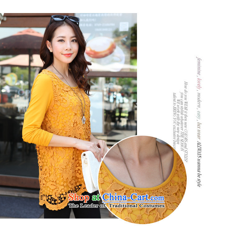 Morning to load the new 2015 autumn large stylish and elegant ladies wild stitching lace shirt round-neck collar video thin lace hook to spend two hundred folds leave under forming the Netherlands turmeric yellow 100-118 L for the burden of pictures, prices,) Brand platters! The elections are supplied in the national character of distribution, so action, buy now enjoy more preferential! As soon as possible.