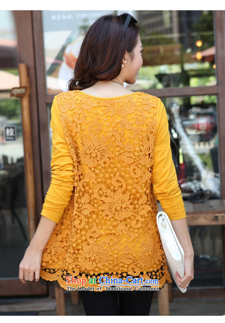 Morning to load the new 2015 autumn large stylish and elegant ladies wild stitching lace shirt round-neck collar video thin lace hook to spend two hundred folds leave under forming the Netherlands turmeric yellow 100-118 L for the burden of pictures, prices,) Brand platters! The elections are supplied in the national character of distribution, so action, buy now enjoy more preferential! As soon as possible.