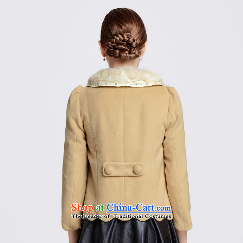 Chaplain who winter clothing new women's exquisite nail pearl gross margin for stitching petals pure color coats 1341F120209? brown beige 160/M, chaplain who has been pressed shopping on the Internet