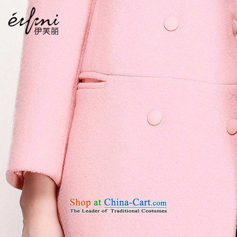 Of the 2015 autumn and winter, the new Korean girl in long-sleeved lapel long coats woolen coat 6480947338 pink M Lai (eifini, Evelyn) , , , shopping on the Internet