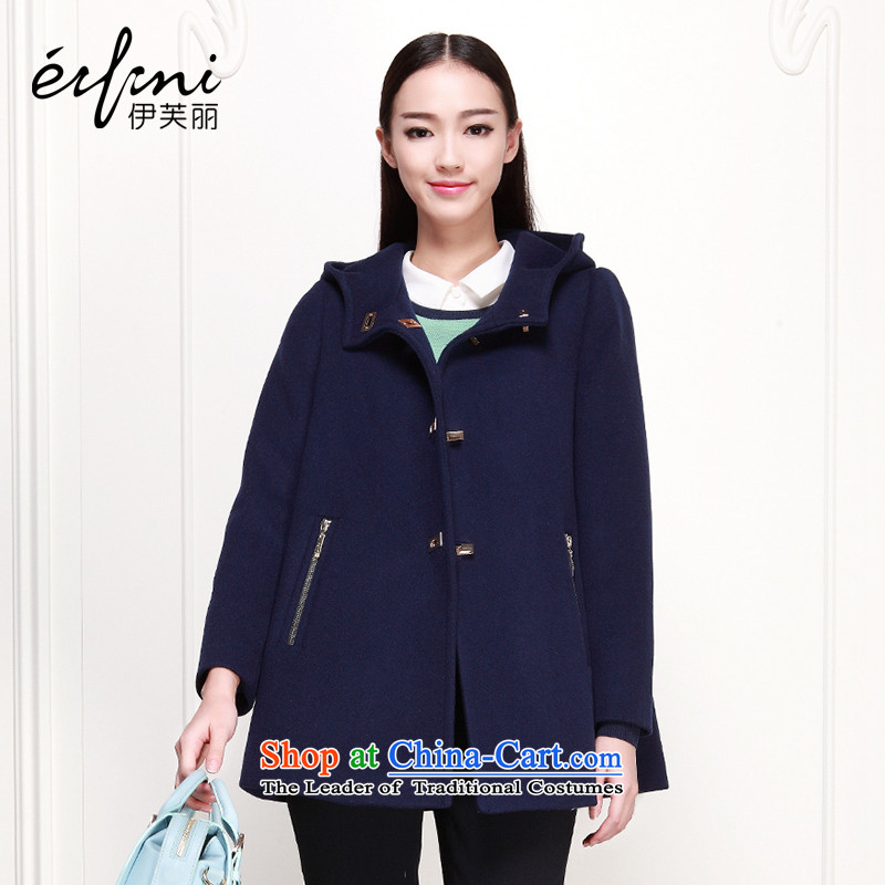 X el Boothroyd 2015 new Korean female woolen coat long-sleeved jacket 6480947908 gross? navy blue?M
