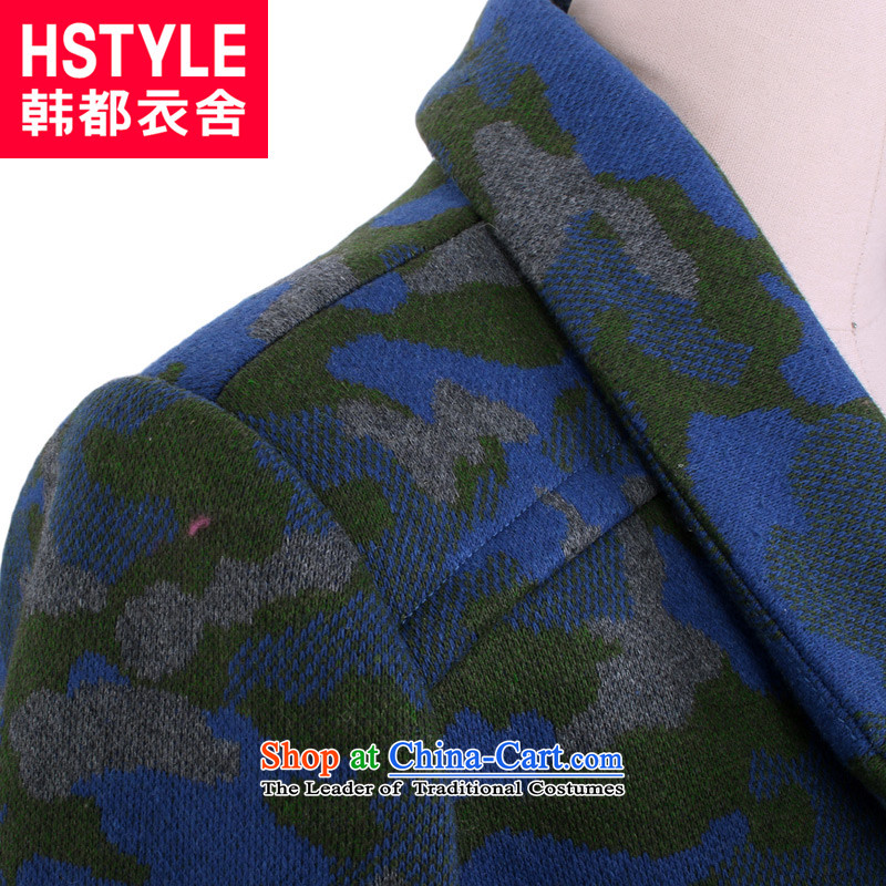 Korea has the Korean version of the Dag Hammarskjöld yi 2015 winter clothing new women camouflage stamp straight jacket OR4022?(2) gross blue , L, Korea has Yi Homes , , , shopping on the Internet