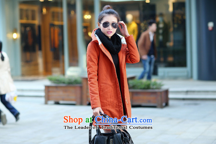 Tang Xin autumn and winter load new Korean womens cotton Sau San smart  casual dress code large cotton coat in the medium to long term, wine red  _801 XXL