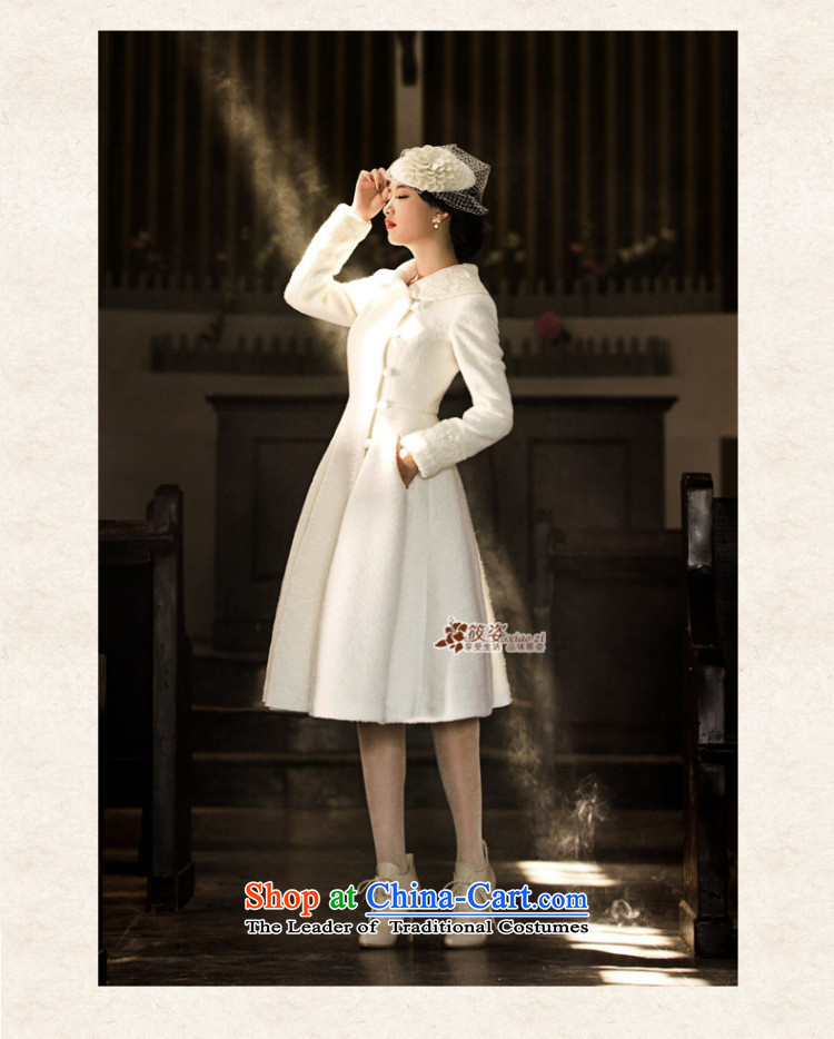 Siu Chi. Prayer .2015 autumn and winter load new retro lace lapel long thick wool a wool coat jacket pearl white L pre-sale 5-30 days) Picture, prices, brand platters! The elections are supplied in the national character of distribution, so action, buy now enjoy more preferential! As soon as possible.