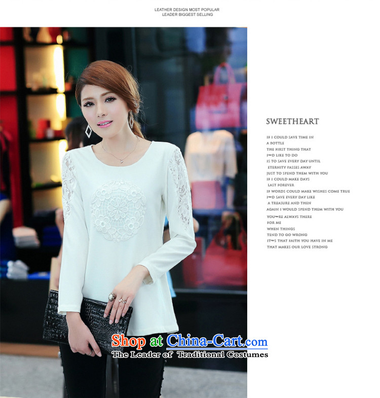 Of staff to increase the burden of 200 women thick mm2014 code load spring and autumn lace stitching long-sleeved T-shirt S1695 shirt, forming loose white 4XL Photo, prices, brand platters! The elections are supplied in the national character of distribution, so action, buy now enjoy more preferential! As soon as possible.