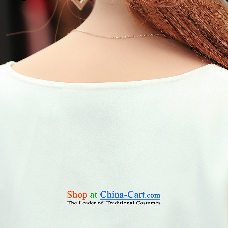 Of staff to increase the burden of 200 women thick mm2014 code load spring and autumn lace stitching long-sleeved T-shirt S1695 shirt, forming loose white pixels (smeilovly 4XL, staff) , , , shopping on the Internet