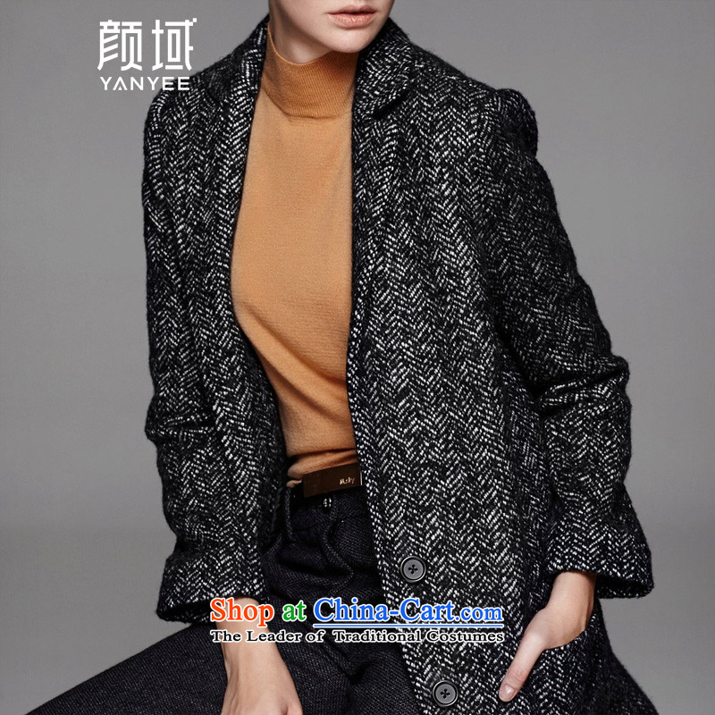 Mr NGAN domain 2015 autumn and winter new women's Stylish retro lapel wool a wool coat long jacket 04W4566 gross? Black and Gray Ngan domain (YANYEE XL/42,) , , , shopping on the Internet