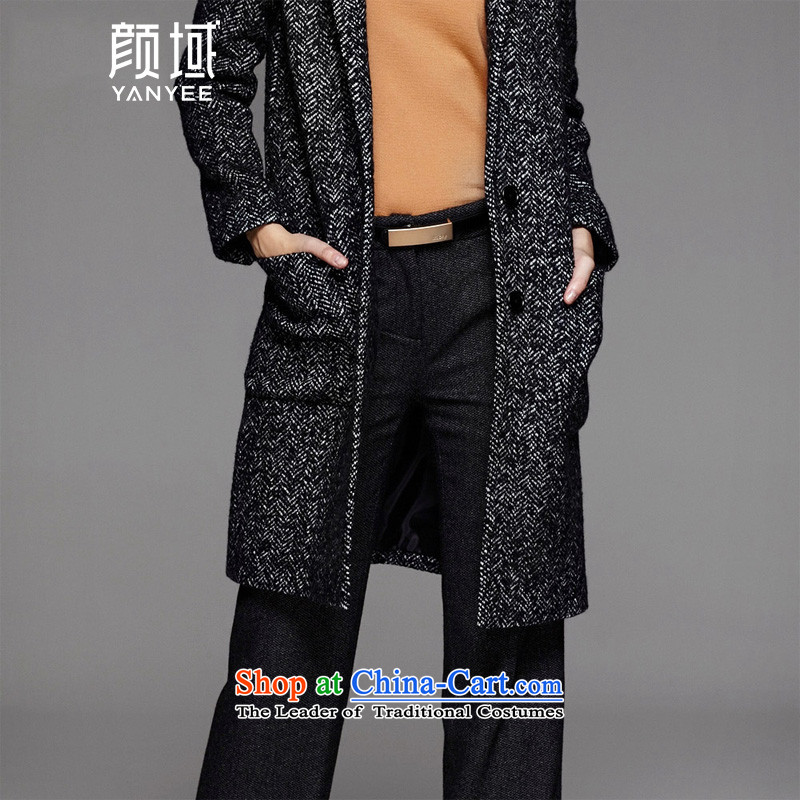 Mr NGAN domain 2015 autumn and winter new women's Stylish retro lapel wool a wool coat long jacket 04W4566 gross? Black and Gray Ngan domain (YANYEE XL/42,) , , , shopping on the Internet