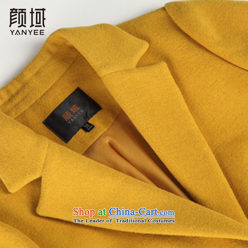 Mr NGAN domain 2015 autumn and winter new women's handsome lapel balangjie-woolen coat in the long hair of Sau San? 04W4549 jacket yellow S/36, Ngan domain (YANYEE) , , , shopping on the Internet