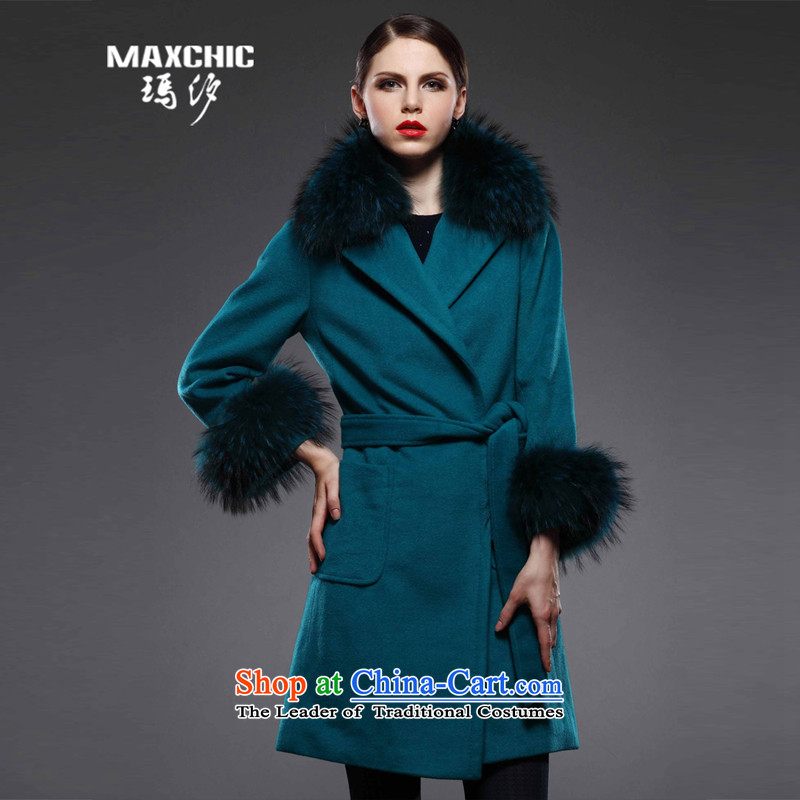 Marguerite Hsichih maxchic 2015 autumn and winter clothing for long-sleeved blouses and nuclear-Nagymaros alpaca wool for coats Female12582 LSI 12582 LSI? blueXL