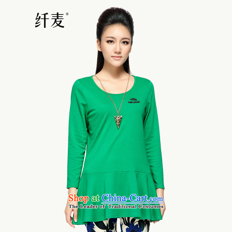 The former Yugoslavia Migdal Code women 2015 Autumn replacing the new fat mm under the large long-sleeved shirt, Sau San long 43399 Green M