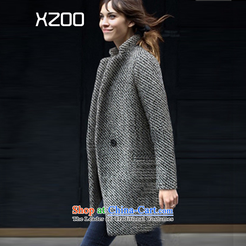 Gross? female jacket XZOO2015 coats Korean version of Sau San thick winter clothing YZ133A a black-and-white interval m,xzoo,,, shopping on the Internet