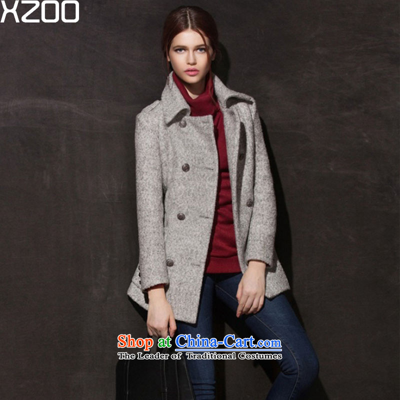 The new maximum code XZOO2015 European and American girl in the jacket long wool a wool coat YZ130AA55CN YZ130A 155_S gray 80 catty - 95 catty