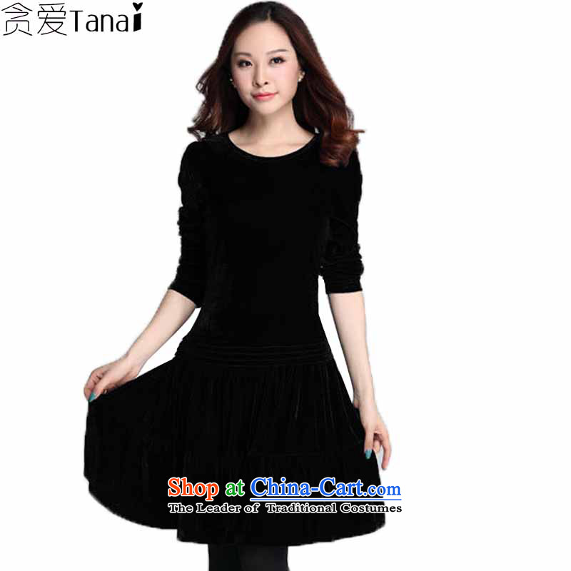 Winter 2015 coveted new Lady Kim scouring pads long-sleeved thick people xl long-sleeved dresses 3657th XXXXL, DEEP BLUE (tanai coveted) , , , shopping on the Internet