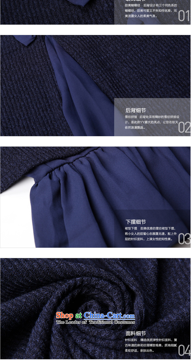 In accordance with the perfect 2015 autumn and winter new Fat MM to increase women's code temperament bow tie loose video thin dresses female Y157 dark blue 4XL Photo, prices, brand platters! The elections are supplied in the national character of distribution, so action, buy now enjoy more preferential! As soon as possible.