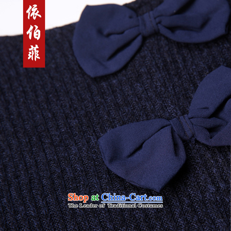 In accordance with the perfect 2015 autumn and winter new Fat MM to increase women's code temperament bow tie loose video thin dresses female Y157 4XL, dark blue to perfect (yibofei) , , , shopping on the Internet