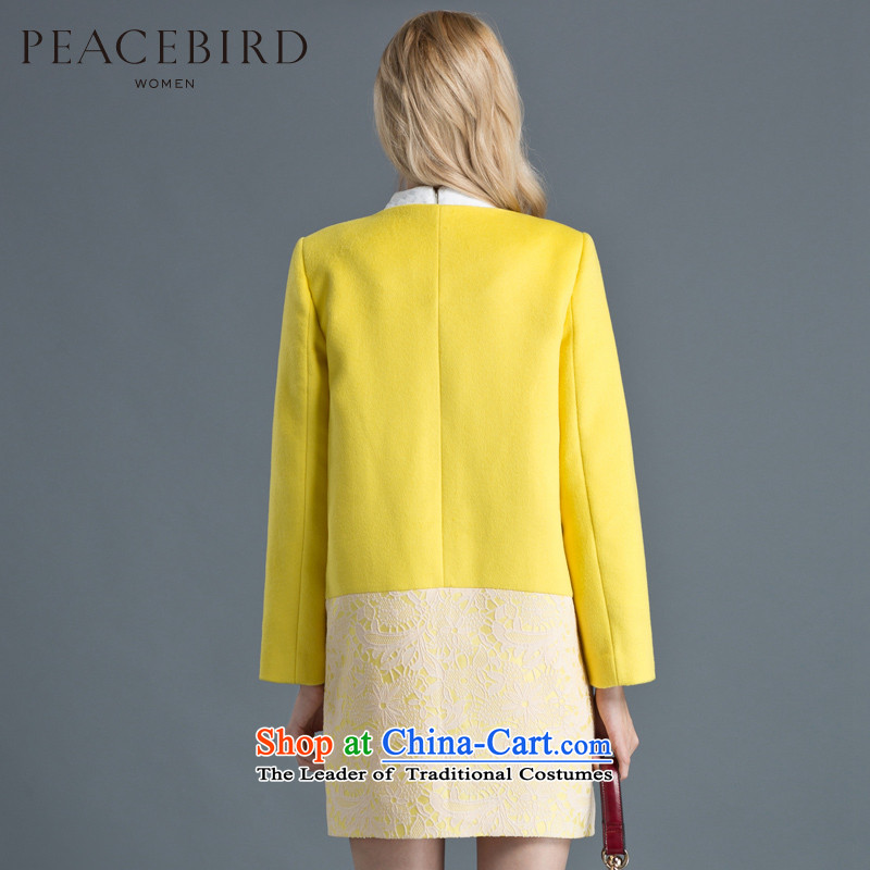 [ New shining peacebird Women's Health 2014 winter clothing new spell lace coats A4AA44155 Yellow XL, peacebird shopping on the Internet has been pressed.