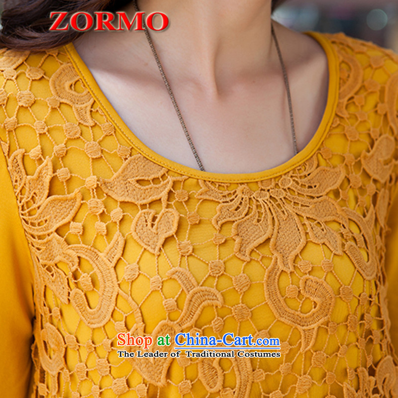  The Korean version of the female ZORMO thick mm plus lint-free large thick lace forming the shirt, autumn and winter long-sleeved T-shirt with round collar female black XXXL,ZORMO,,, shopping on the Internet