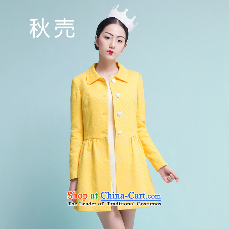 _2 7 fold _qiumai 売 autumn 2015 winter clothing new liberal, reverse collar sweet wind jacket 5440410018 Yellow M