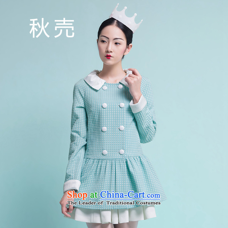 _2 7 fold _qiumai ? autumn 2015 winter clothing New Wave point for the Changfeng omelet jacket 5440410017 light blueXS