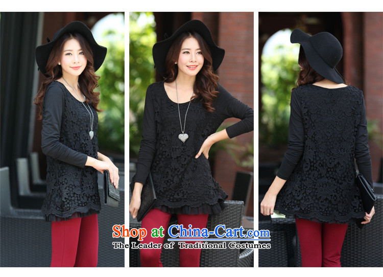 Ink marks autumn stylish Korean New larger female round-neck collar minimalist lace tick spend double t-shirt, forming the Netherlands 8878 Black 2XL( 135-150 for a catty) Picture, prices, brand platters! The elections are supplied in the national character of distribution, so action, buy now enjoy more preferential! As soon as possible.
