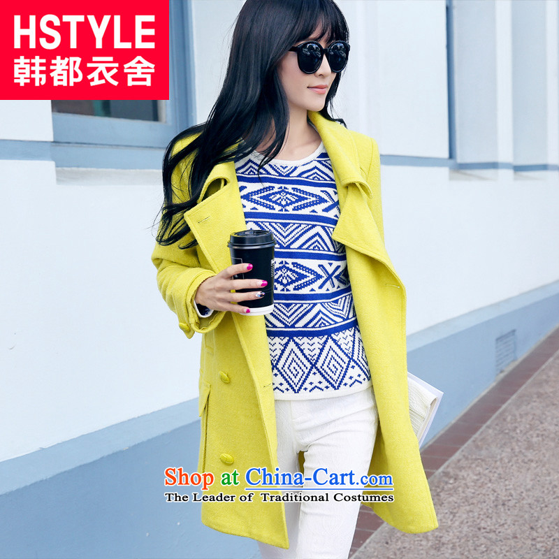 Korea has the Korean version of the Dag Hammarskj?ld yi 2015 winter clothing new women's solid color jacket GS3297 gross? Tsat yellow?L