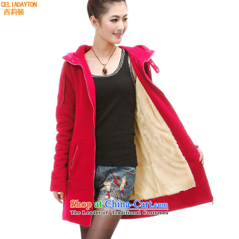 Szili Clinton larger women 2015 new fat mm Fall/Winter Collections thick Korean long hair sleeve jacket to warm relaxd the increase lint-free sweater red XXXXL, Szili (celia dayton , , , shopping on the Internet