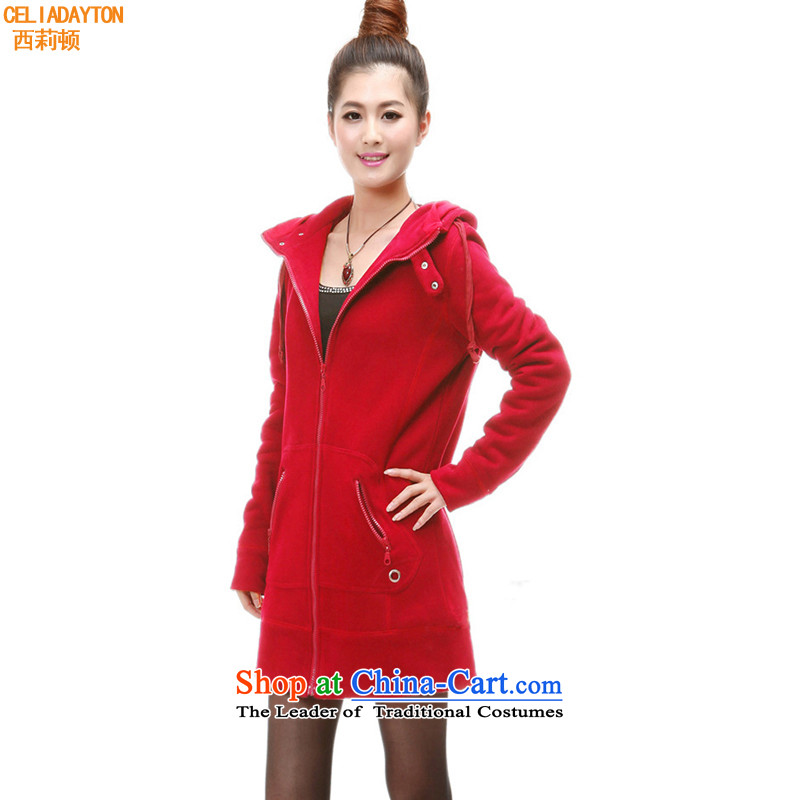 Szili Clinton larger women 2015 new fat mm Fall/Winter Collections thick Korean long hair sleeve jacket to warm relaxd the increase lint-free sweater red XXXXL, Szili (celia dayton , , , shopping on the Internet