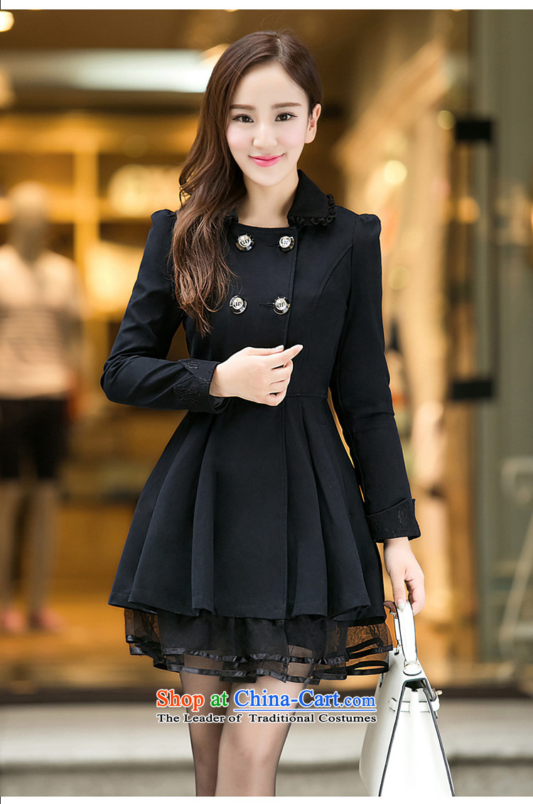 Szili Clinton larger women 2015 autumn and winter fat mm new to intensify the Sau San double-stitching lace windbreaker Korean version of 200 catties female black 6XL jacket picture, prices, brand platters! The elections are supplied in the national character of distribution, so action, buy now enjoy more preferential! As soon as possible.