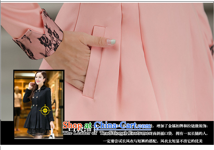 Szili Clinton larger women 2015 autumn and winter fat mm new to intensify the Sau San double-stitching lace windbreaker Korean version of 200 catties female black 6XL jacket picture, prices, brand platters! The elections are supplied in the national character of distribution, so action, buy now enjoy more preferential! As soon as possible.