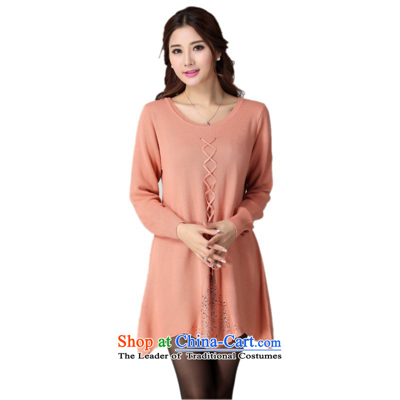 C.o.d. Package Mail 2015 Fall/Winter Collections of ladies' knitted dresses minimalist gentlewoman temperament long-sleeved sweater straps skirt wear skirt A Swing Cheongsams pink are approximately 130-190, code constitution hazel (QIANYAZI) , , , shoppin