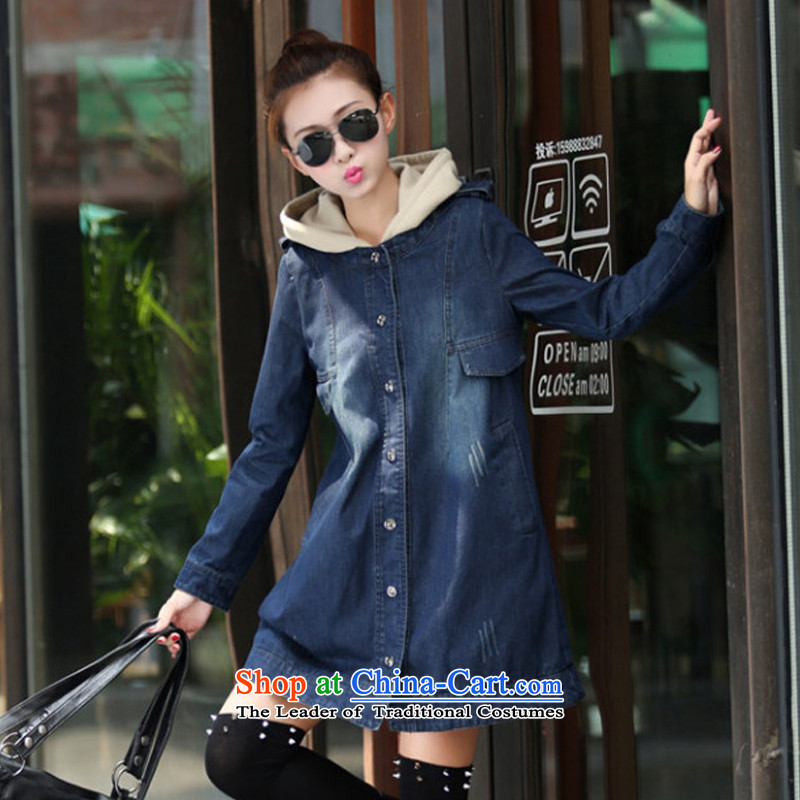 The cloud to pull in the autumn and winter long thick jeans wear loose large windbreaker female coats Blue M without lint-free size too big a small recommended to select code, cloud (yunlala) , , , shopping on the Internet