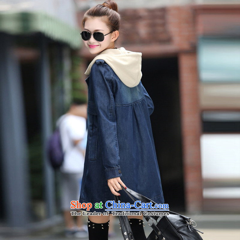 The cloud to pull in the autumn and winter long thick jeans wear loose large windbreaker female coats Blue M without lint-free size too big a small recommended to select code, cloud (yunlala) , , , shopping on the Internet