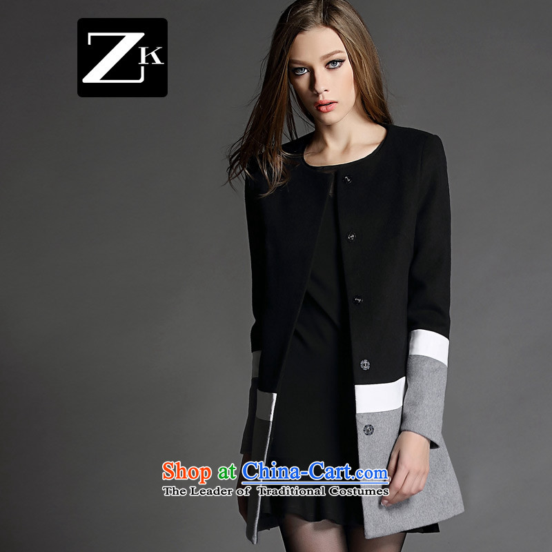 Zk flagship store 2015 Women's autumn and winter new gross? in Europe long coat small wind jacket gross is Heung-coats black M,zk,,, shopping on the Internet