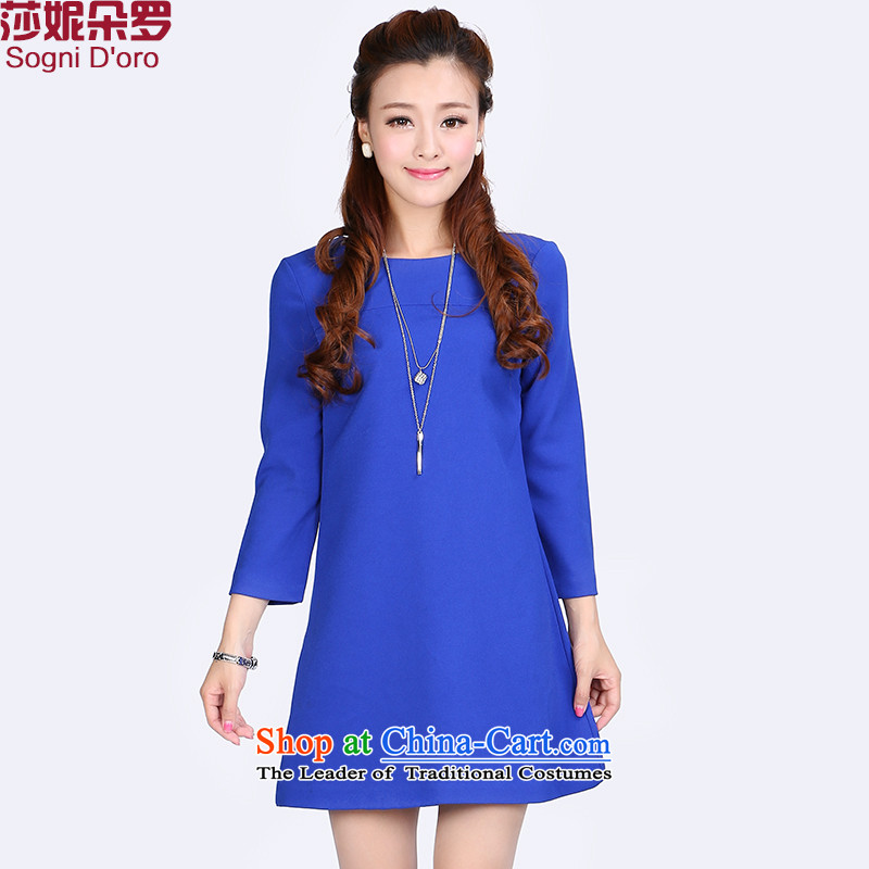 To increase the number of female 200catty 2014 Autumn new thick mm black poverty Video 7 to the thin cuff dresses 66355XL blue