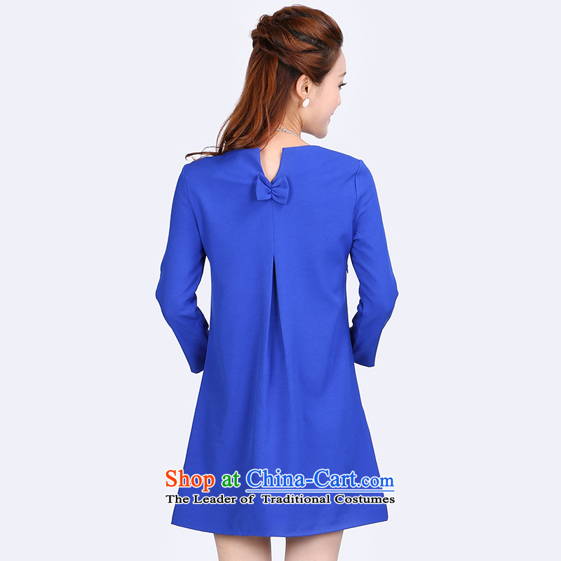 To increase the number of female 200catty 2014 Autumn new thick mm black poverty Video 7 to the thin cuff dresses 6635 Blue 5XL, shani flower sogni (D'oro) , , , shopping on the Internet