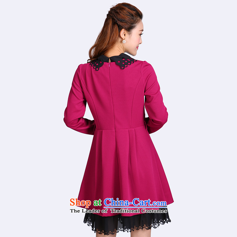 Thick mm plus hypertrophy code women early autumn 2014 new kit Korean long-sleeved for dolls dresses video thin red 2XL, coordinates 8711 Shani flower sogni (D'oro) , , , shopping on the Internet