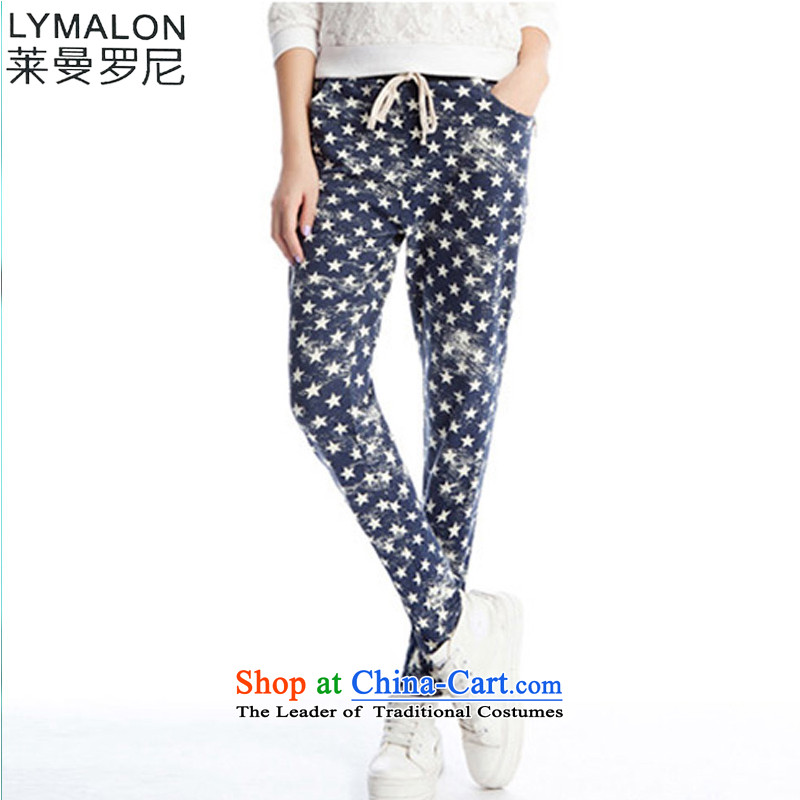 The lymalon lehmann autumn 2015 the new Korean version of large numbers of ladies in the streets of the Harlan wave point cotton trousers k812 forming the blue dot XXXL, Lehmann Ronnie (LYMALON) , , , shopping on the Internet