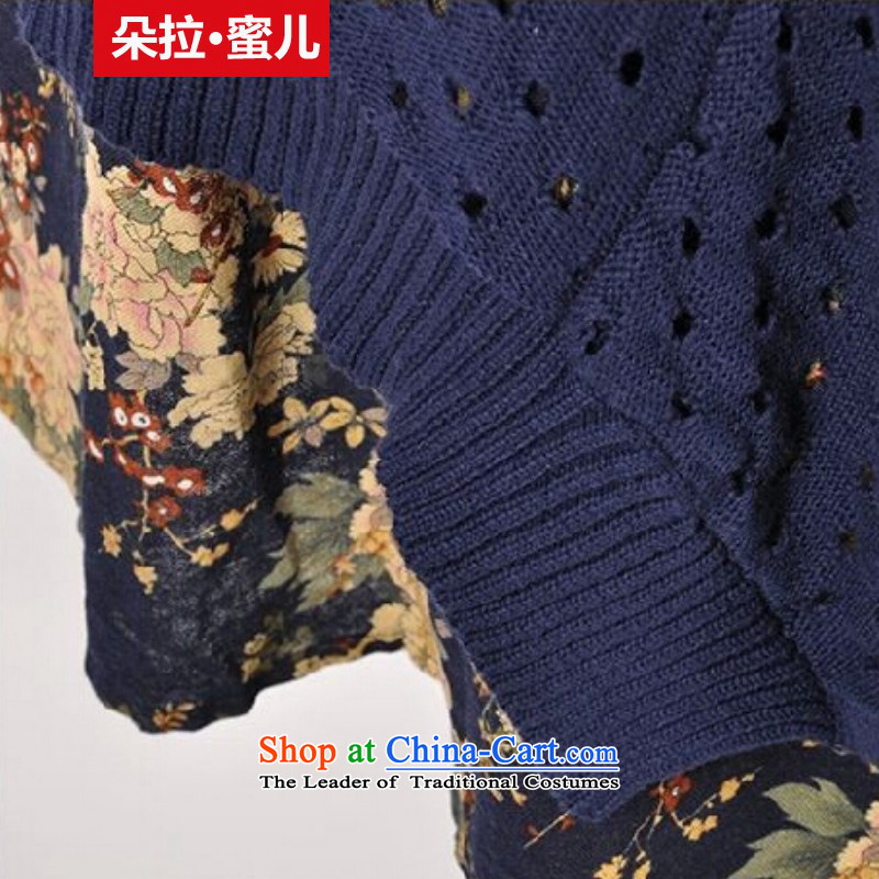 Mr. Flower honey- autumn 2015 women pregnant women with large relaxd Sweater Knit-cotton linen dress jacket two kits 2040 Blue M 741 Tibetan, flower, honey-shopping on the Internet has been pressed.