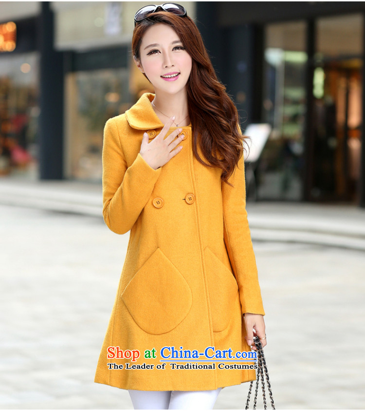 2015 Autumn and winter aimoonsa Korean version of the new roll collar double row is long wool coat? coats? female stylish temperament leisure rose M picture, prices, brand platters! The elections are supplied in the national character of distribution, so action, buy now enjoy more preferential! As soon as possible.