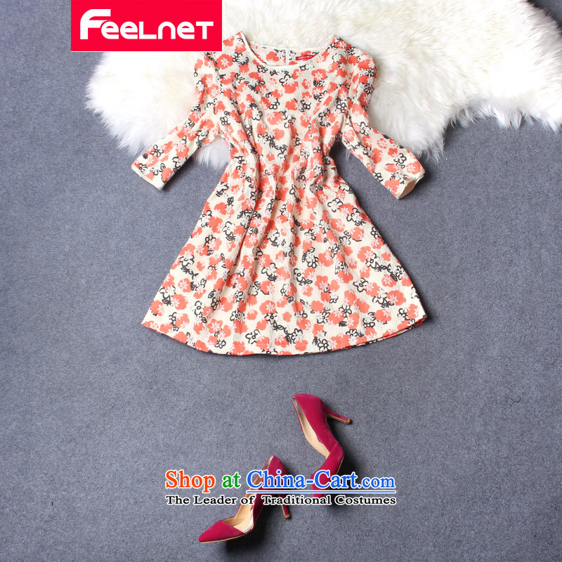 Install the latest autumn and winter feelnet2015, dresses female Korean western mm thick and a big number of female graphics thin dresses were 21.8 black large code 5XL,FEELNET,,, shopping on the Internet