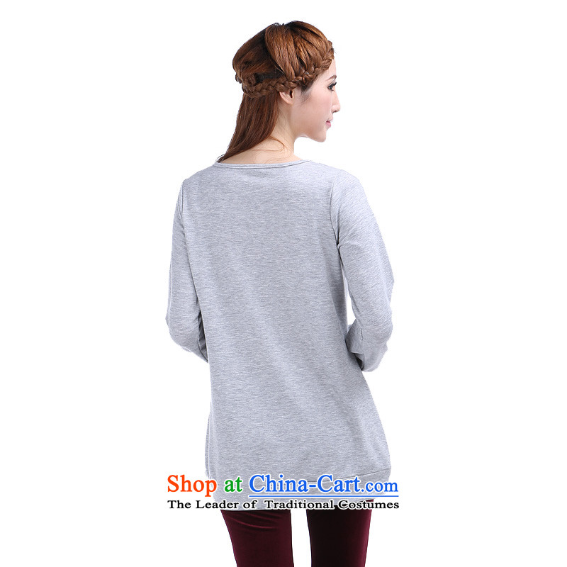 Shani Flower Lo 200 catties larger women 2014 Autumn replace twine bow knot loose video slender long-sleeved T-shirt, light gray 4XL, 6370 Shani Flower (D'oro) sogni shopping on the Internet has been pressed.
