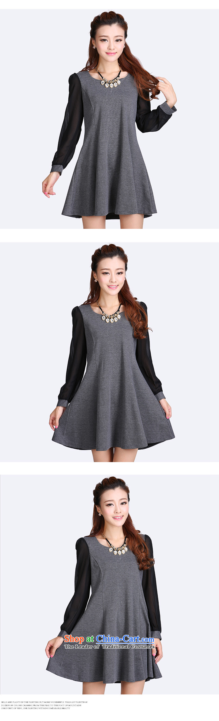 Shani Flower Lo 2014 Autumn women thick mm xl Korean chiffon cuff stitching video dresses 6609 thin gray 4XL Photo, prices, brand platters! The elections are supplied in the national character of distribution, so action, buy now enjoy more preferential! As soon as possible.
