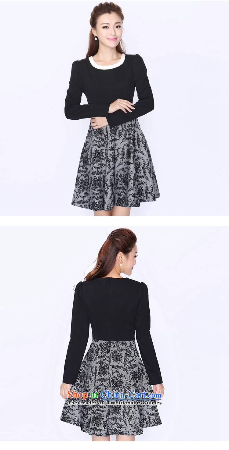 Shani flower lo xl women 200 catties king 2015 Autumn replacing new round-neck collar long-sleeved dresses 8735 Black 3XL picture, prices, brand platters! The elections are supplied in the national character of distribution, so action, buy now enjoy more preferential! As soon as possible.